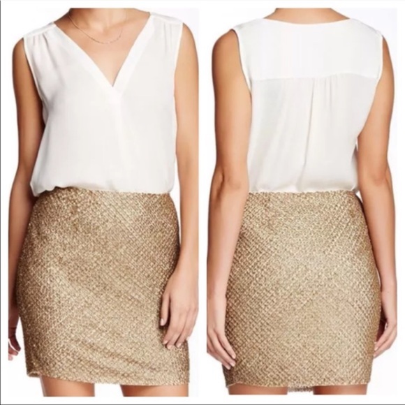 Joie Bricia Beaded gold skirt - Picture 2 of 6